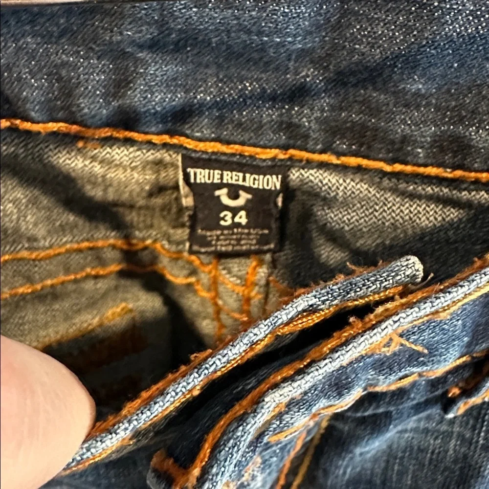 True Religion Made In USA Ricky Blue Meduim Wash Jeans Straight Leg Size 34